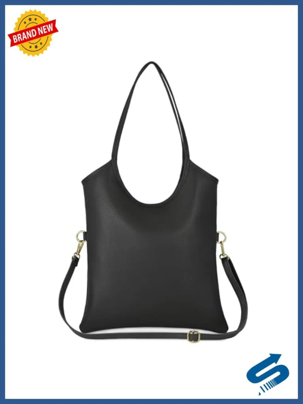Italian Calf Leather Tote Bag with Zipper, Adjustable Strap, Medium